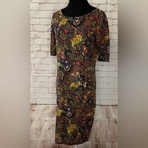 LuLaRoe Fitted Midi Julia Dress Size Medium Summer Spring Church Office Casual